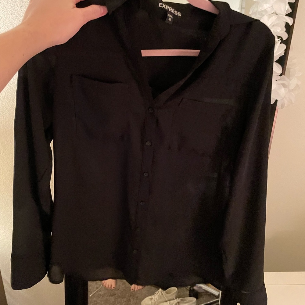 Express button down black